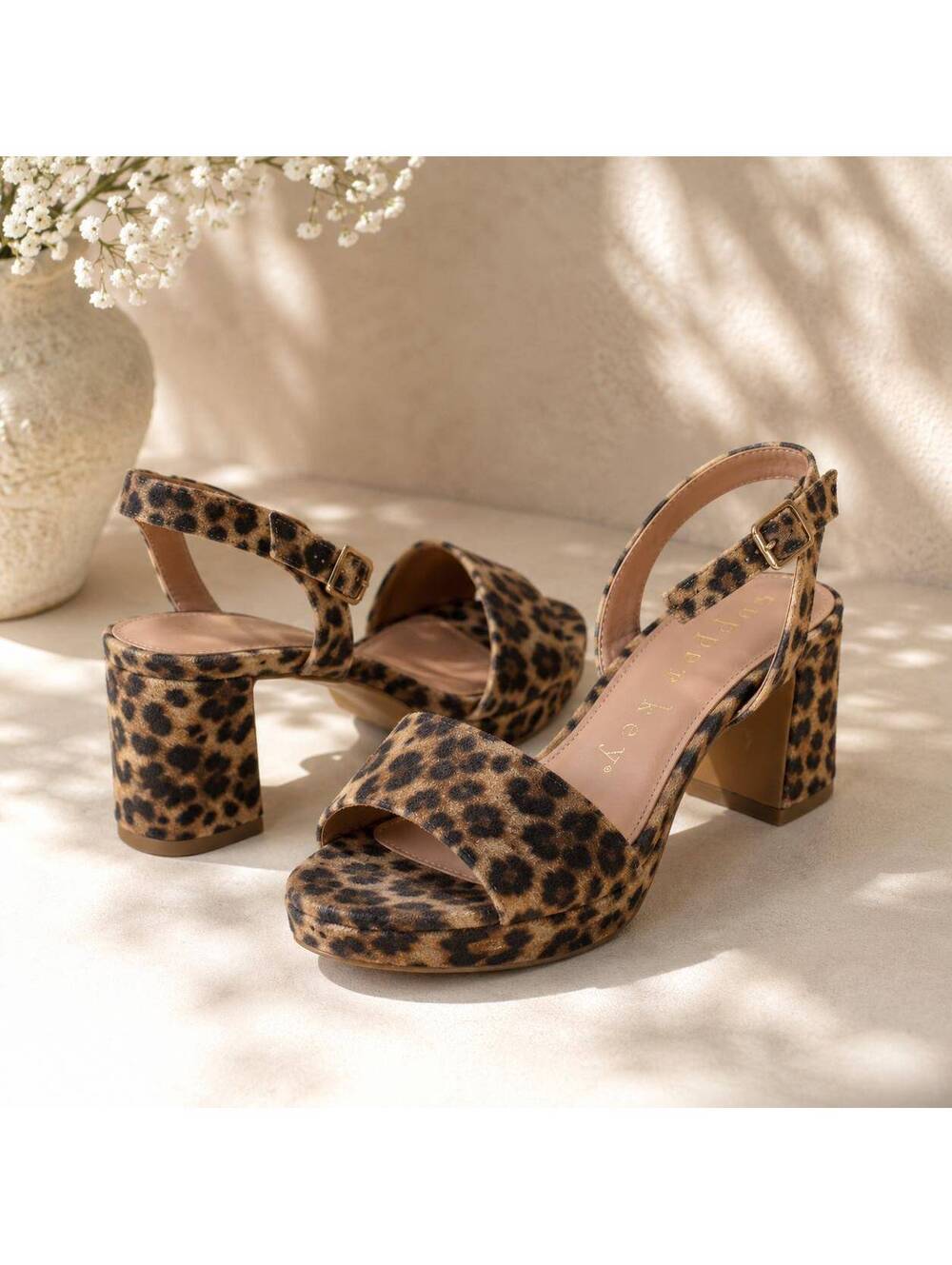 NWT Copper Key Leopard Print Platform Block Heel Sandals Size 7M NWOB
